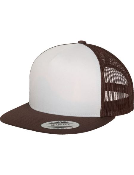 Kappe 5 Panels Trucker Flexfit 6006 braun/weiß/braun