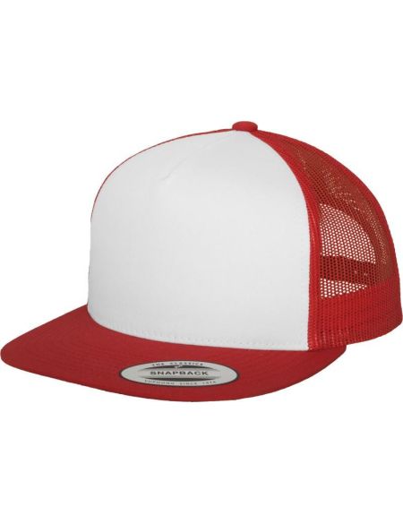 Kappe 5 Panels Trucker Flexfit 6006 rot/weiß/rot