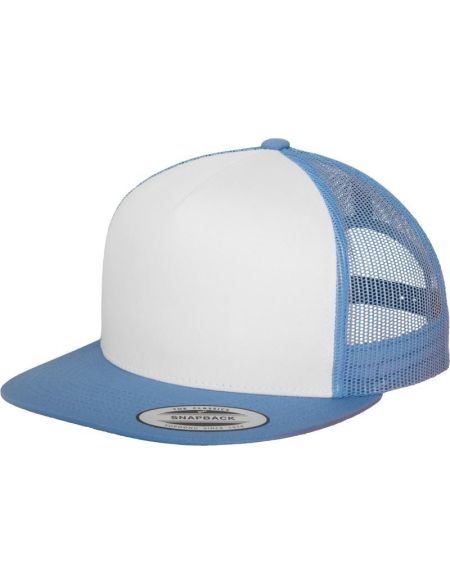 5-Panel-Kappe Trucker Flexfit 6006 Carolinablau/Weiß/Caronilablau