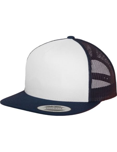 Kappe 5 Panels Trucker Flexfit 6006 Marine/Weiß/Marine