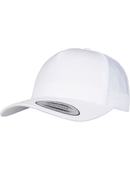 5-Panel-Kappe Trucker Retro Flexfit 6506 weiß