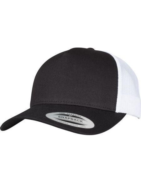 5-Panel-Kappe Trucker Retro Flexfit 6506 schwarz/weiß