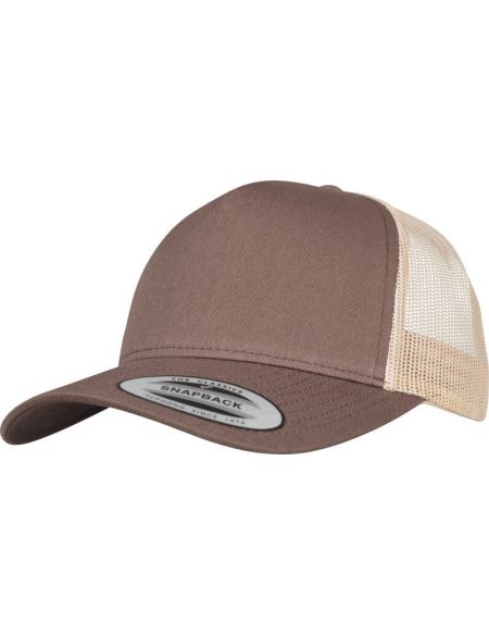 5-Panel-Kappe Trucker Retro Flexfit 6506 braun/khaki