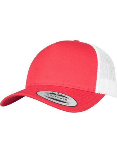 5-Panel-Kappe Trucker Retro Flexfit 6506 rot/weiß