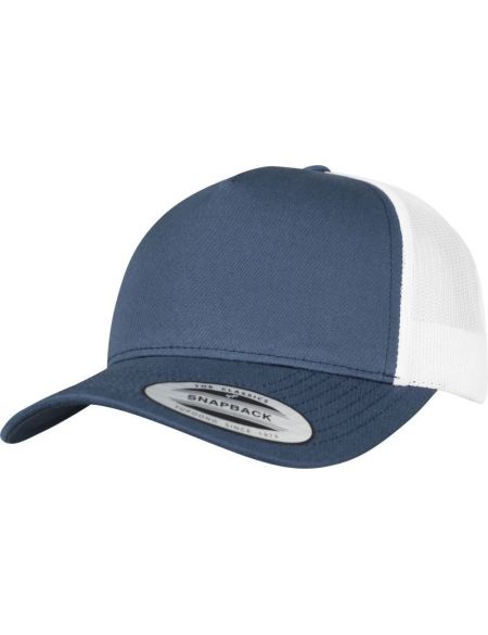 5-Panel-Kappe Trucker Retro Flexfit 6506 marine/weiß