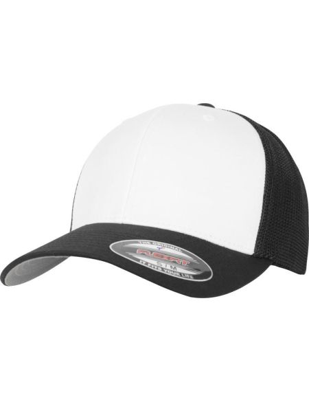 Kappe 6 Panels Trucker Mesh Flexfit 6511 schwarz/weiß/schwarz