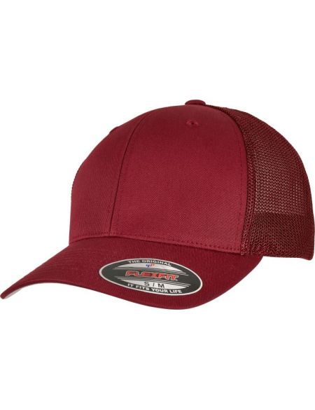 6 Panel Trucker Mesh Flexfit Kappe 6511 Cranberry