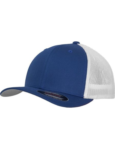 6 Panel Trucker Mesh Flexfit Kappe 6511 Royal/Weiß