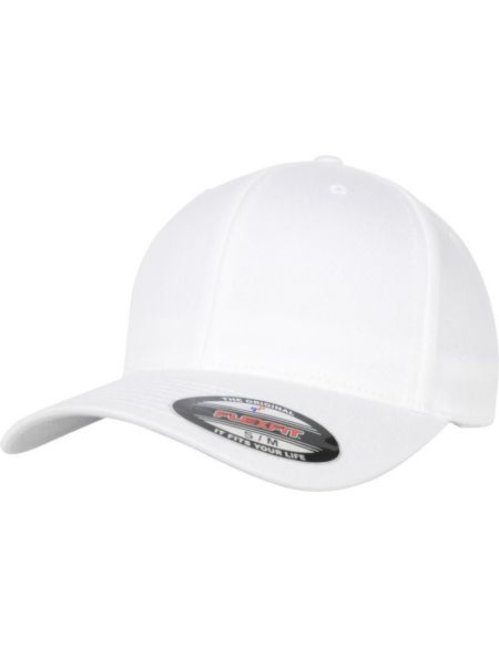 Flexfit 6277OC weiße 6-Panel-Kappe aus Bio-Baumwolle