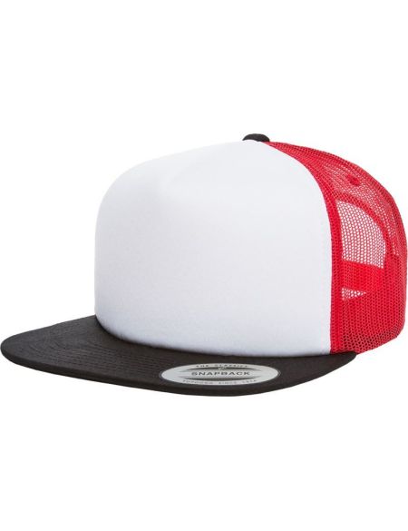 Kappe 5 Panels Schaumstoff Flexfit 6005FW schwarz/weiß/rot