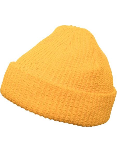 Gerippte Strickmütze Flexfit 1502RB gold
