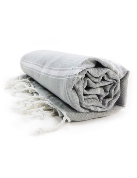 Das One Toweling Hamam Sultan hellgrau/weißes Handtuch