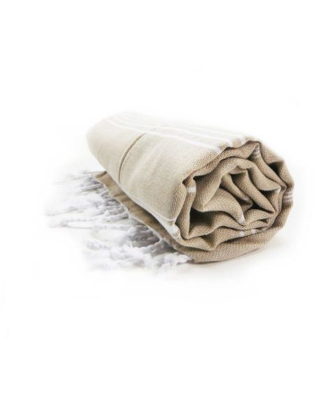 Das One Toweling Hamam Sultan beige/weißes Handtuch