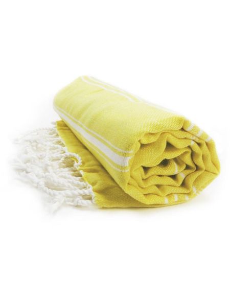 Das One Toweling Hamam Sultan gelb/weißes Handtuch