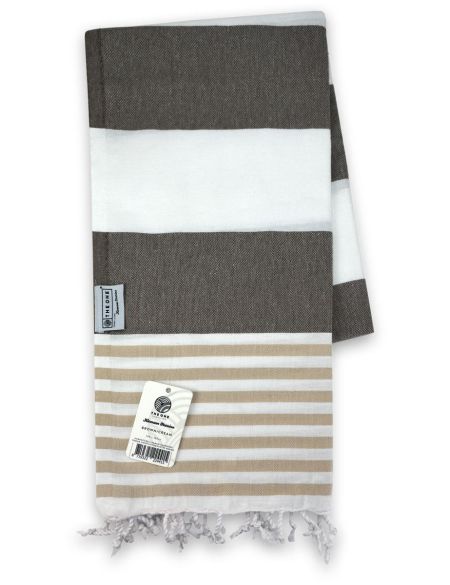 Das One Toweling Hamam Marine braun/cremefarbene Handtuch