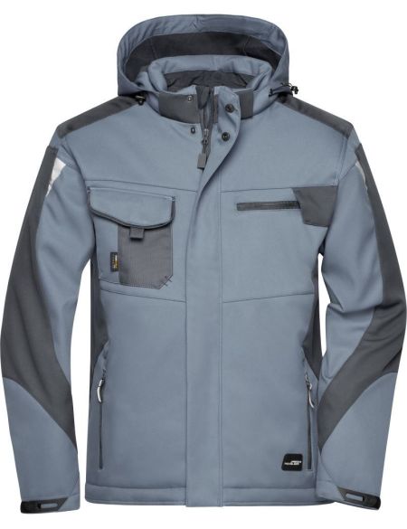 Arbeitswinter-Softshelljacke Strong James Nicholson JN824 Carbon/Schwarz