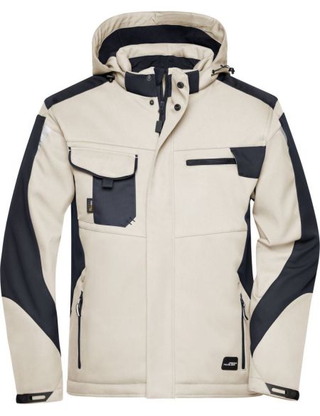 Arbeitswinter-Softshelljacke Strong James Nicholson JN824 Stein/Schwarz