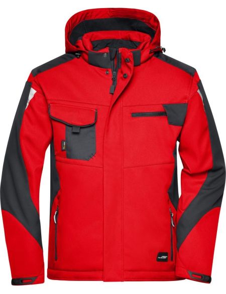 Arbeitswinter-Softshelljacke Strong James Nicholson JN824 rot/schwarz