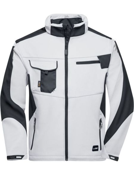 Arbeits-Sommer-Softshelljacke Strong James Nicholson JN8844 weiß/carbon