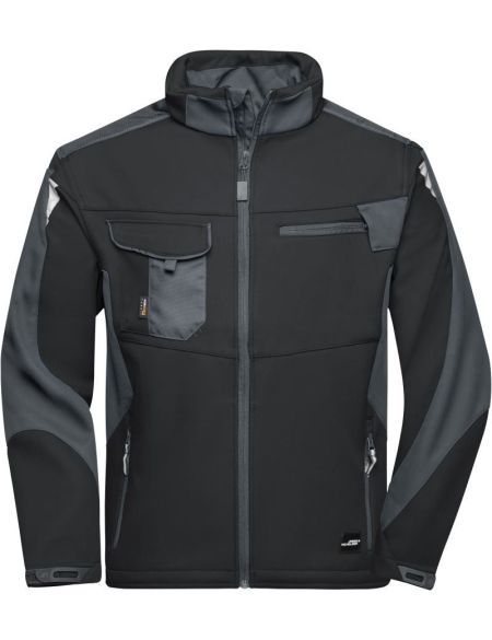 Arbeits-Sommer-Softshelljacke Strong James Nicholson JN8844 schwarz/carbon