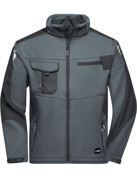 Arbeits-Sommer-Softshelljacke Strong James Nicholson JN8844 Carbon/Schwarz