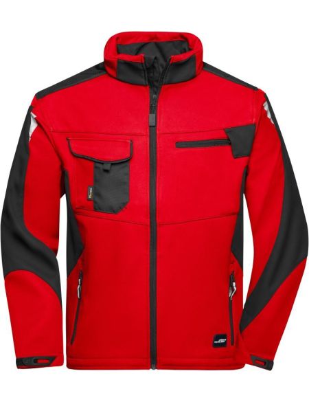 Arbeits-Sommer-Softshelljacke Strong James Nicholson JN8844 rot/schwarz