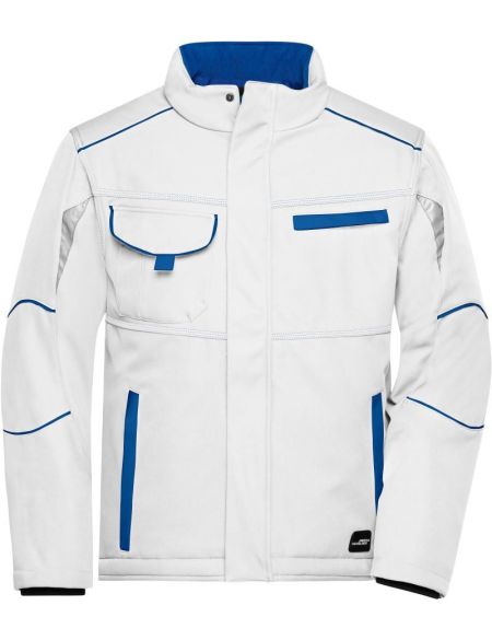 Arbeitswinter-Softshelljacke Farbe James Nicholson JN853 weiß/königsblau