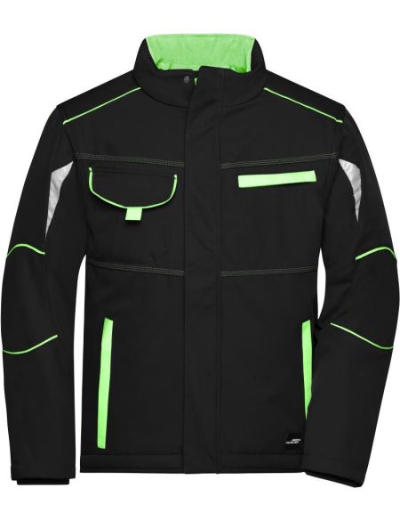 Arbeitswinter-Softshelljacke Farbe James Nicholson JN853 Schwarz/Limettengrün