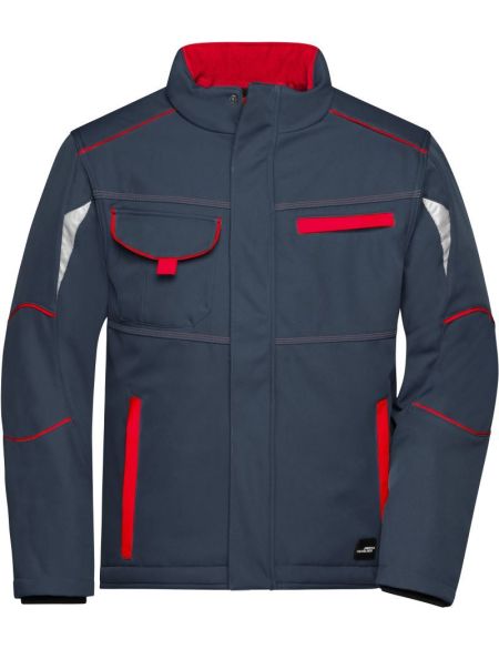 Arbeitswinter-Softshelljacke Farbe James Nicholson JN853 Carbon/Rot