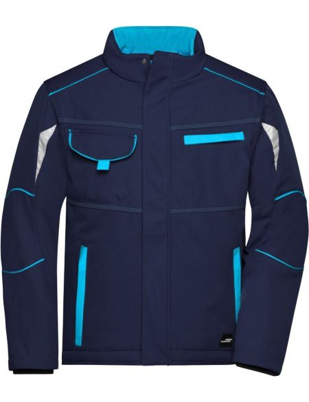 Arbeitswinter-Softshelljacke Farbe James Nicholson JN853 Marine/Türkis