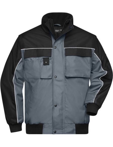 Arbeitsjacke mit abnehmbaren Ärmeln James Nicholson JN810 Carbon/Schwarz
