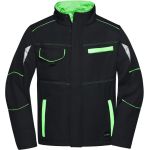 Arbeits-Sommer-Softshelljacke. Farbe James Nicholson JN851 Schwarz/Limettengrün