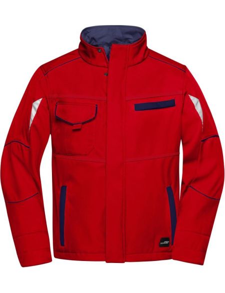 Arbeits-Sommer-Sotfshell-Jacke. Farbe: James Nicholson JN851, Rot/Marineblau