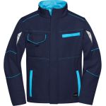Arbeits-Sommer-Sotfshell-Jacke. Farbe: James Nicholson JN851, Marineblau/Türkis