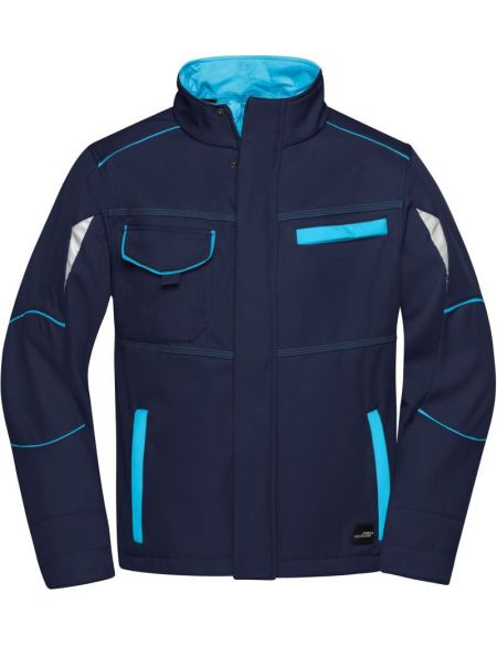 Arbeits-Sommer-Softshelljacke. Farbe James Nicholson JN851 Schwarz/Limettengrün