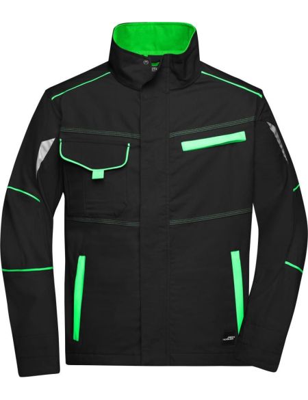 Arbeitsjacke Farbe James Nicholson JN849 schwarz/lindgrün