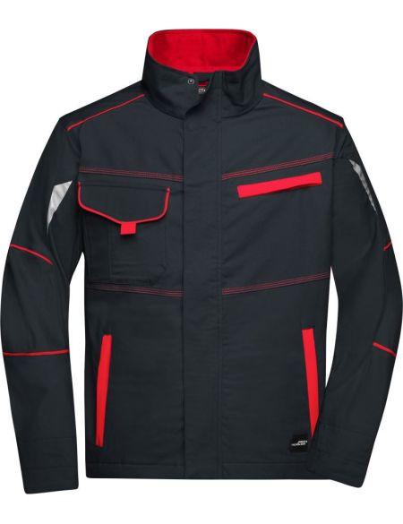 Arbeitsjacke Farbe James Nicholson JN849 Carbon/Rot