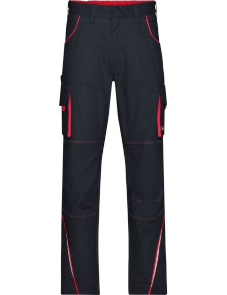 Arbeitshose Farbe James Nicholson JN847 (Größe 42-60) normale Länge Carbon/Rot