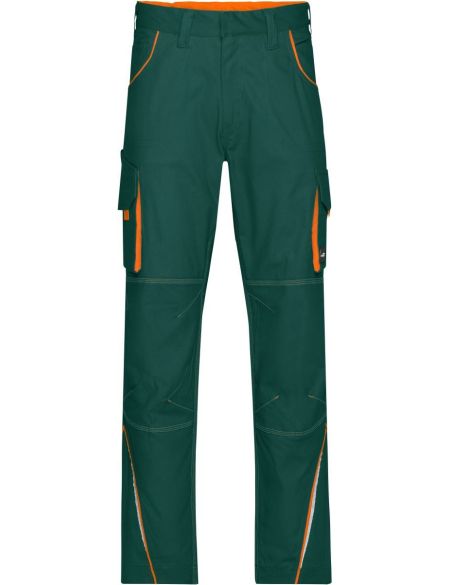 Arbeitshose Farbe James Nicholson JN847 (Größe 42-60) normale Länge dunkelgrün/orange