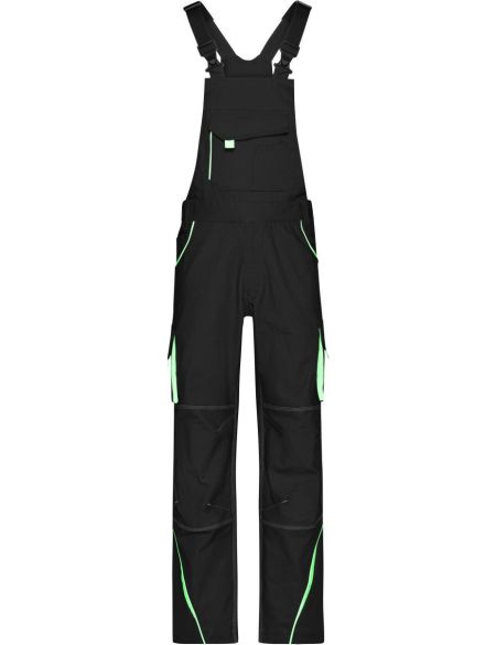 Arbeitshose mit Latz Farbe James Nicholson JN848 (Größe 42-60) schwarz/lindgrün