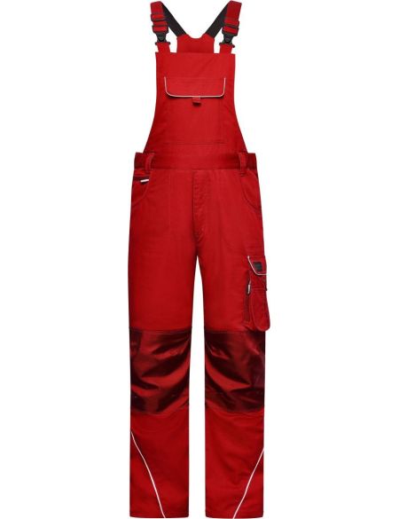Arbeitshose mit Latz Solid James Nicholson JN879 (Größe 42-60) mittellang rot