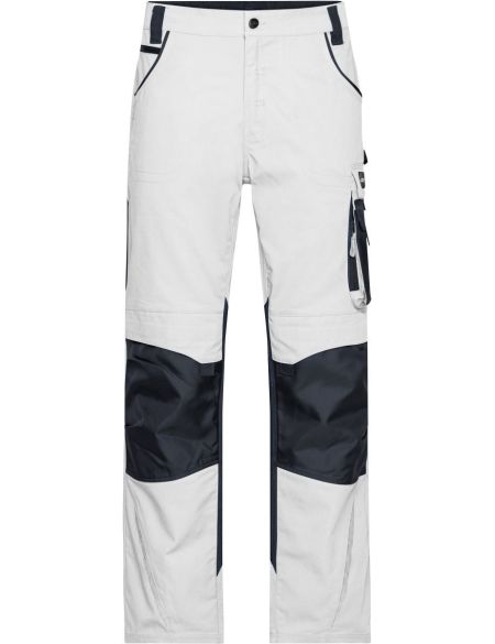 Arbeitshose Strong James Nicholson JN832L (Größe 94-110) lange Länge weiß/carbon
