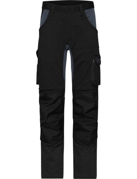 Slim Line James Nicholson JN1812L Stretch-Arbeitshose (Größe 94-110), lange Länge, Schwarz/Carbon