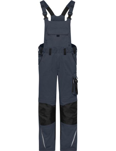 Arbeitshose mit Latz Strong James Nicholson JN1833X (Größe 62-68) mittellang Carbon/Schwarz