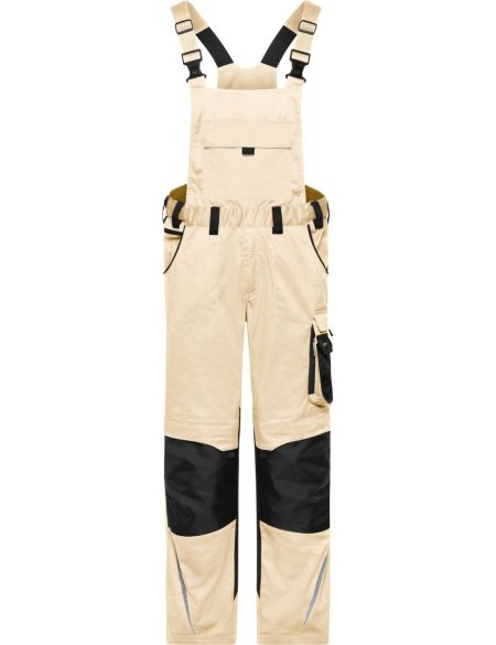 Arbeitshose mit Latz Strong James Nicholson JN1833X (Größe 62-68) mittellang Stein/Schwarz