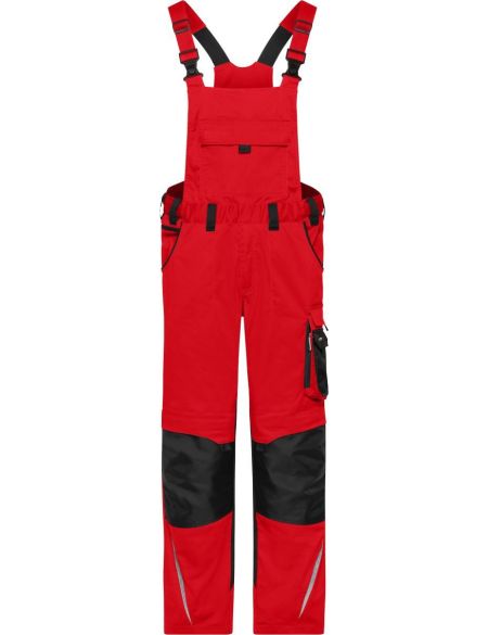 Arbeitshose mit Latz Strong James Nicholson JN1833X (Größe 62-68) mittellang weiß/carbon