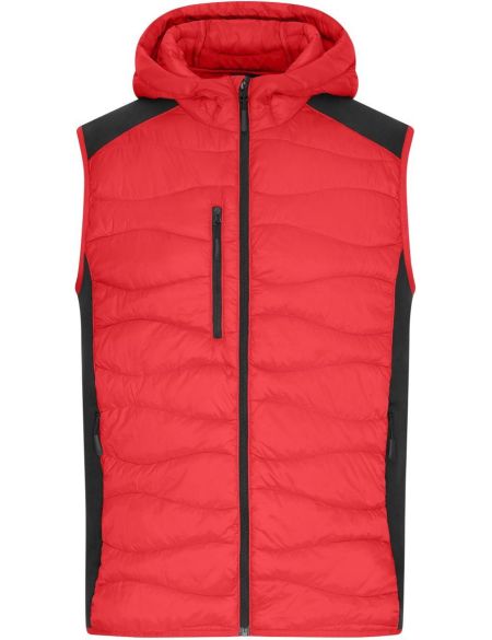 Weste Herren Stretch-Fleece James Nicholson JN1328 rot/schwarz