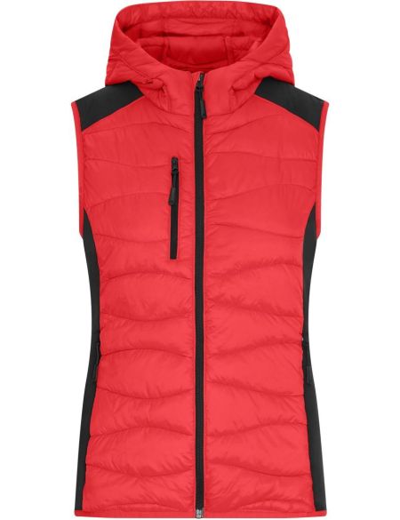 Damen-Stretch-Fleeceweste James Nicholson JN1327 rot/schwarz
