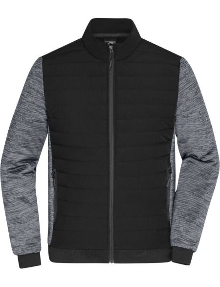 Jacke herren hybrid James Nicholson JN1866 schwarz/carbon melange