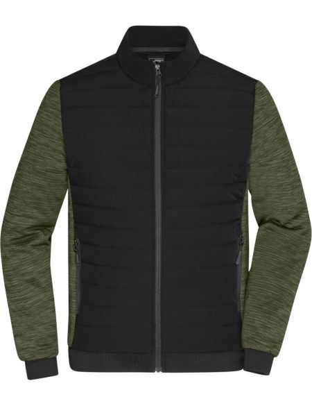 Jacke herren hybrid James Nicholson JN1866 schwarz/oliv melange